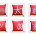 Coral Decorative Pillow Cover, 18 x 18 throw pillow cover, white coral cushion, orange accent pillow, nautical pillow, linen pillow