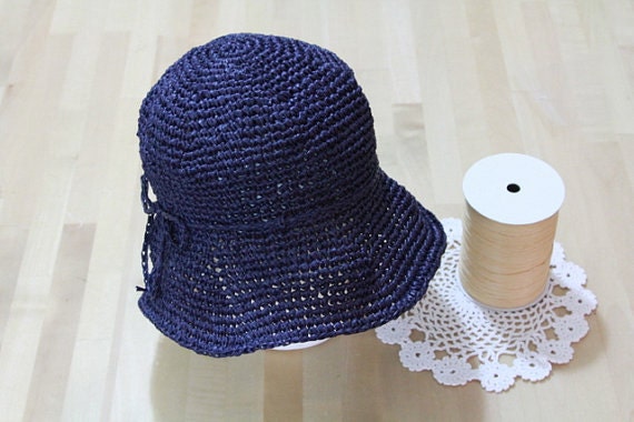 Crochet yarn navy blue knitting yarn rafiia yarn crochet hat crochet bag