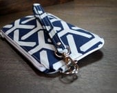 Wristlet Bag / Wristlet Clutch / Purse / Pouch Wristlet / Bag - PIPER WRISTLET - GeoCentric in Navy w/ Red Interior