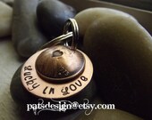 Lucky in Love Keychain Locket 1 penny,  hidden message underneath
