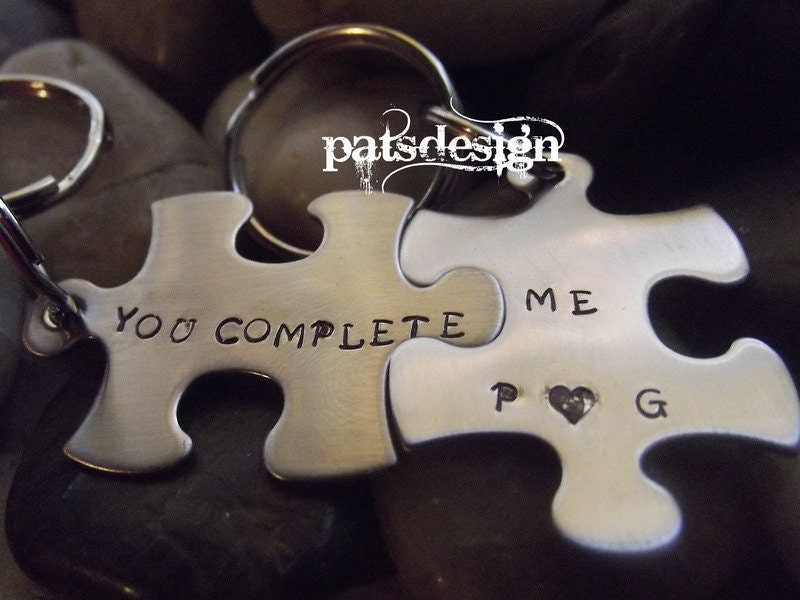 You Complete ME two piece puzzle keychain set, one for her and one for him