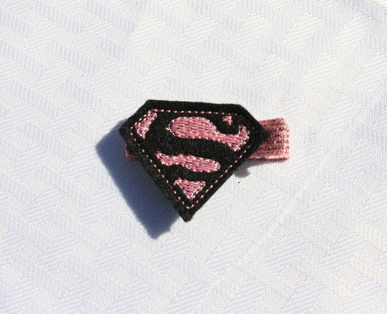 She's a Hero Clippie, Black and Pink Supergirl Inspired Hair Clip