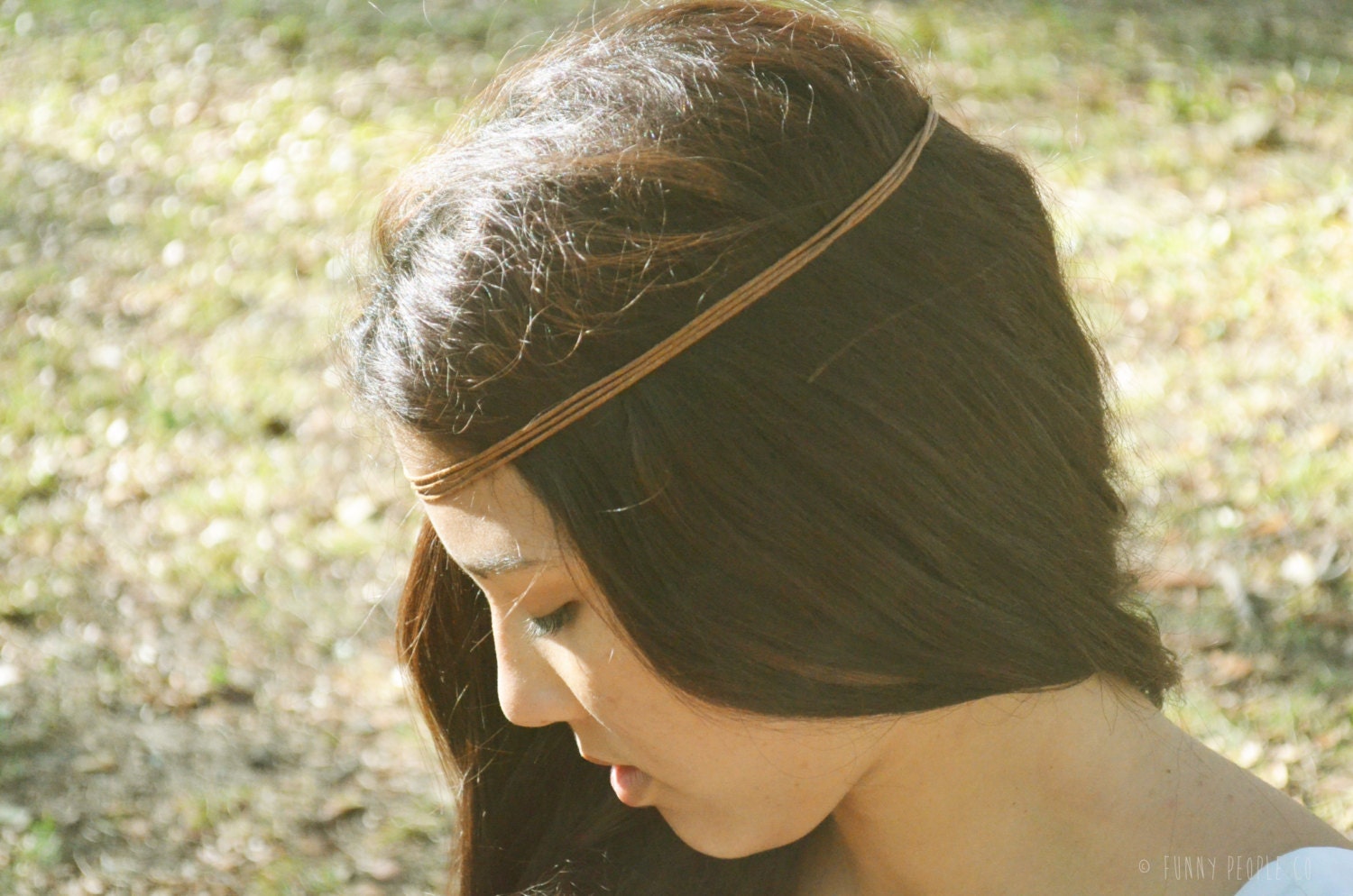 Headpiece Headband  Hair Piece Bohemian Hipster Boho Hippie Brown Cotton Cord Faux Leather