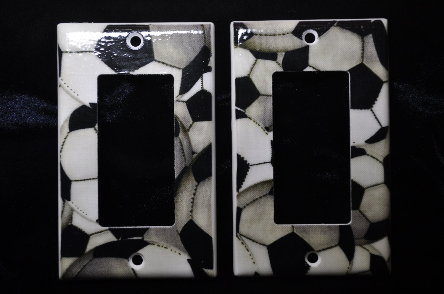 Soccer Balls Light Switch Plate Cover Single Rocker SET of two (STANDARD SIZE 4 1/2 inches tall)