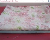 50% off Storewide Sale vintage pillowcase lot 2 PINK AQUA floral shabby roses COTTAGE daisies