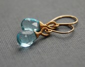 Solo Earrings - Blue Topaz in Gold Fill