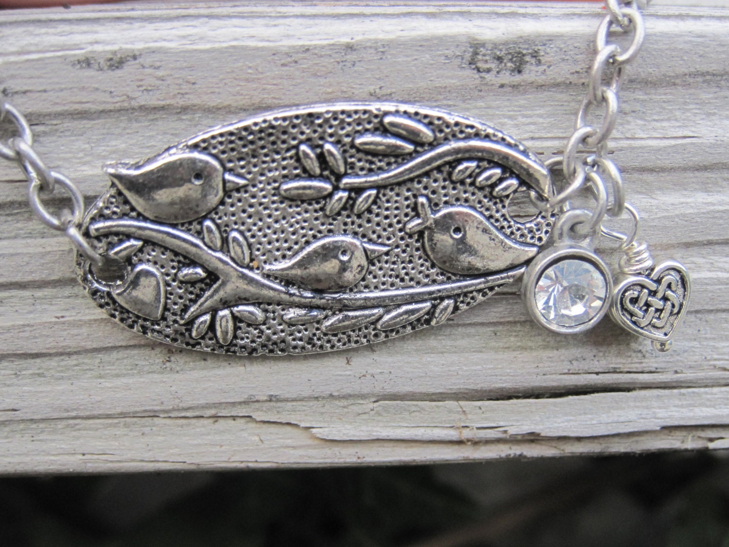 Celtic Heart on Bird Pendant Bracelet.