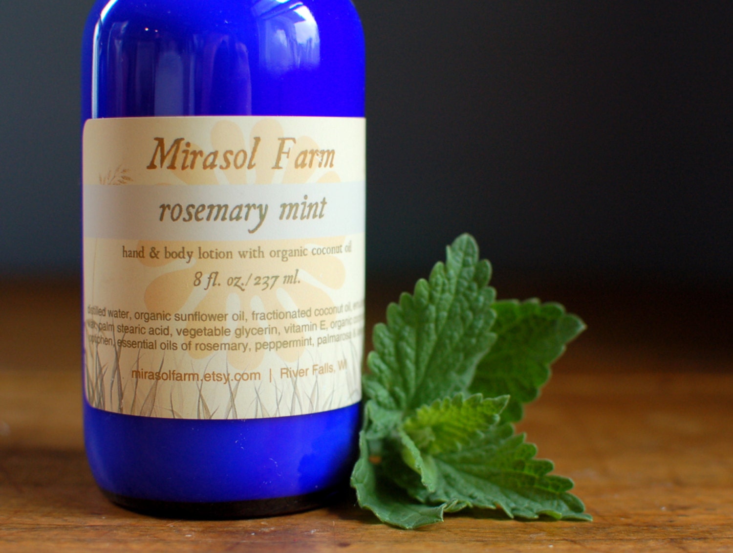 Rosemary Mint - lotion with organic coconut oil (8 ounces) paraben-free