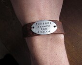 The Lawrence Cuff - Fortune Favors the Brave - Hand Stamped Leather Cuff Bracelet