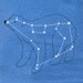 Women's Ursa Major, Bear Constellation Shirt, lake blue short sleeve, metallic silver foil print, animal stars space print