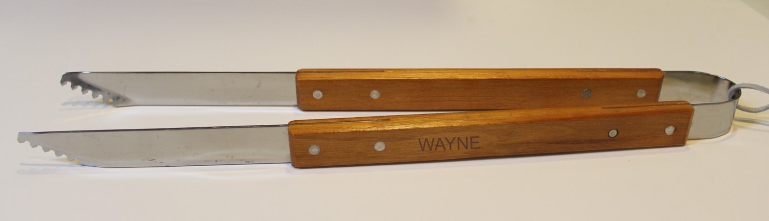 Groomsmen or Father's Day Gift - Grill & BBQ Stainless Steel Tongs - Personalized with your man's name.