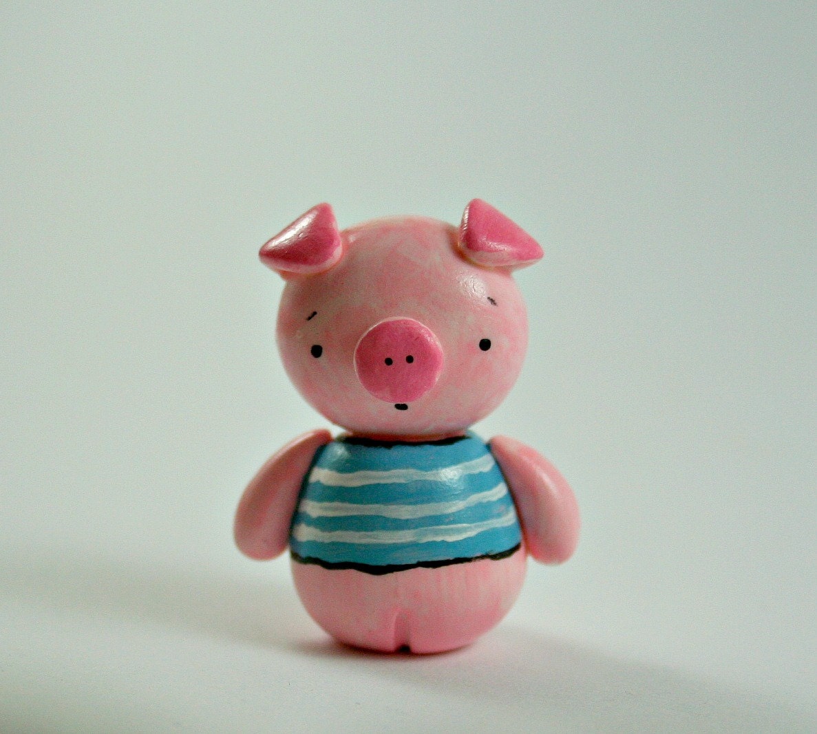 Mr. Pig - Hand Sculpted Miniature Polymer Clay Animal Art Doll