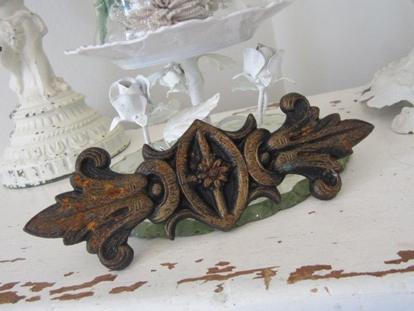 Antique Curtain Rod Decor Bracket - Vintage - Architectural Salvage - Art Nouveau