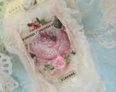 Shabby Rose Bridal Gift Tag with Vintage Bridal Lace