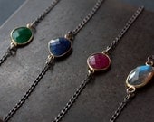 Asymmetrical Gemstone Necklace - mixed metal