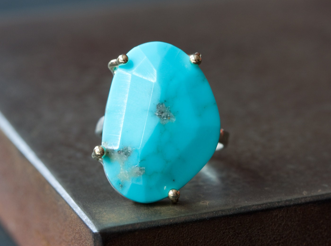 Sleeping Beauty Turquoise Ring in 14kt Gold and Sterling Silver