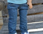 Medium Wash Straight Leg Jeans with real pockets - for American Girl Dolls - MADE TO ORDER