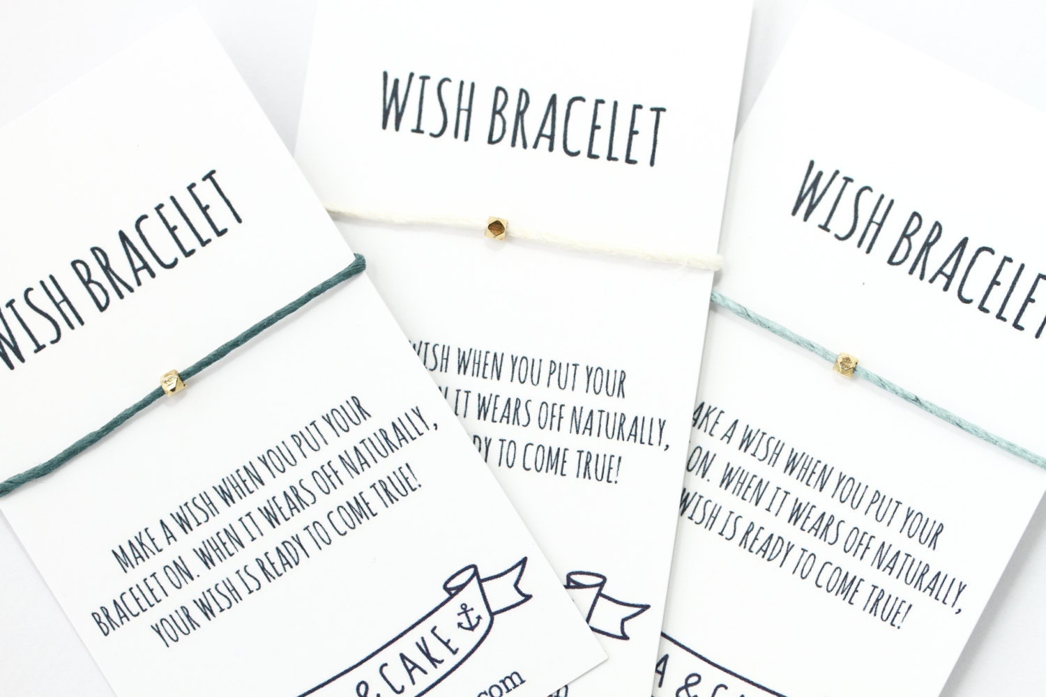 Wish bracelet 3 pack - wedding wish bracelet - bridesmaid gift - wedding favor - gold bracelet - good luck gift