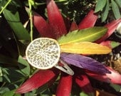 Hand Painted Lotus Flower Three Feathered Hair Clip
