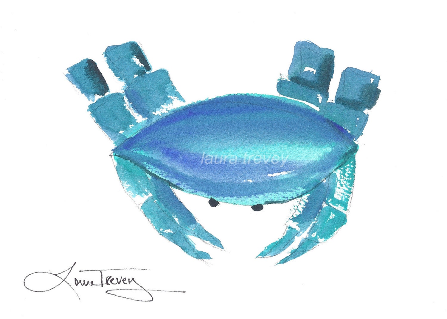 Nautical Crab Watercolor Print