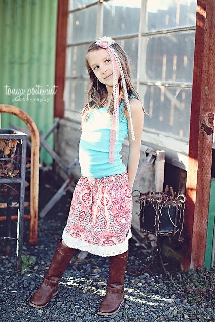 Childrens Clothing... The Frog Prince Eyelet Lace Skirt.... Girls skirt with coordinating looks.. perfect for family photos...
