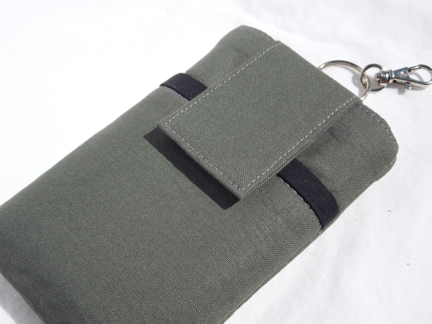 iPhone 5, 4,Droid, Blackberry, Samsung,IPod Touch  HTC CASE (Padded , pocket and cover) --  Storm Gray Cotton Fabric