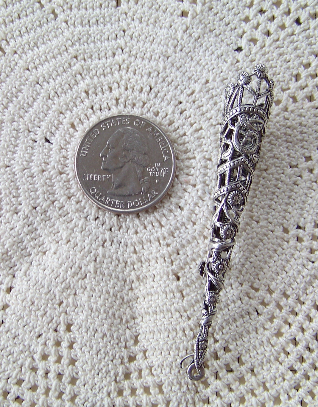 Victorian Ornate 1 Silver Ox Plated Tussie Mussie Cone Pinback Brooch Ready to Create ECS