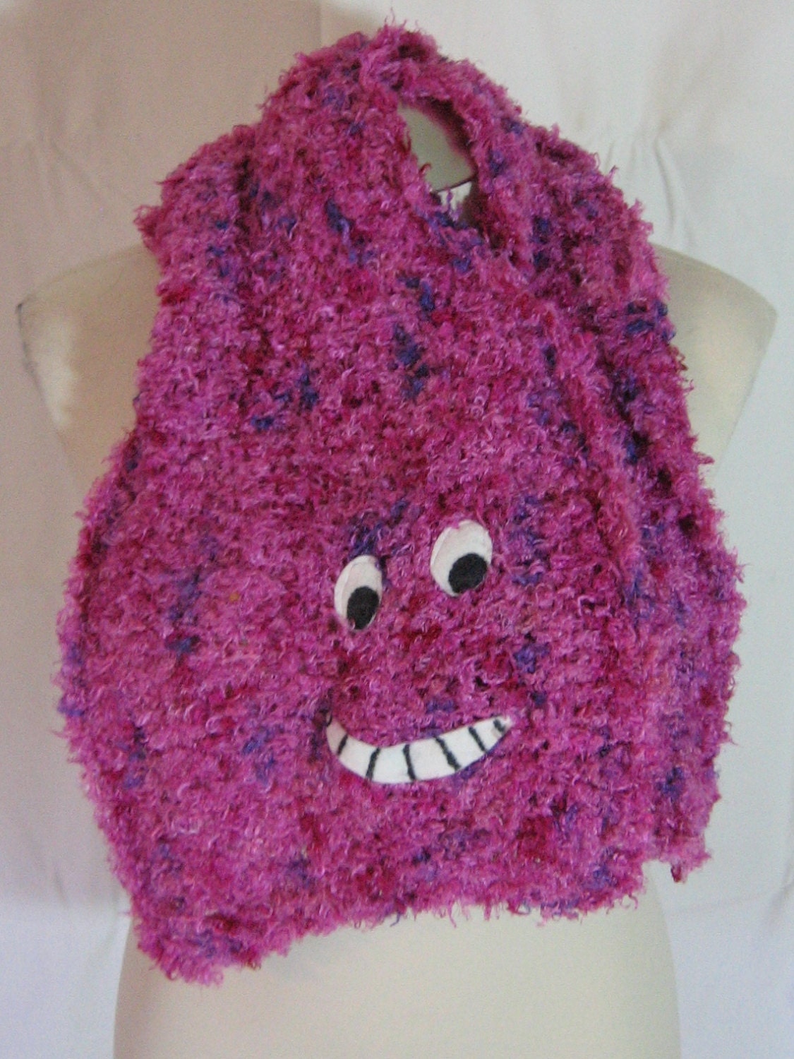 Cheshire Cat Alice in Wonderland hand knit silk scarf OOAK
