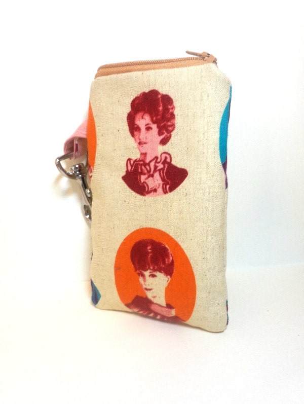 Fabric Gadget Pouch, Cell Phone Case, Zipper Pouch I Touch, I Phone, Camera Case - Beautiful Women, perfect for Mother's Day