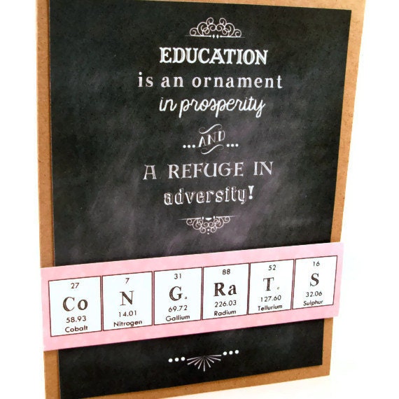 Graduation Science Congrats Periodic Table Chemistry Card - Pink