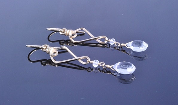 Quartz 14K Gold Filled Wire Sculpted Earrings