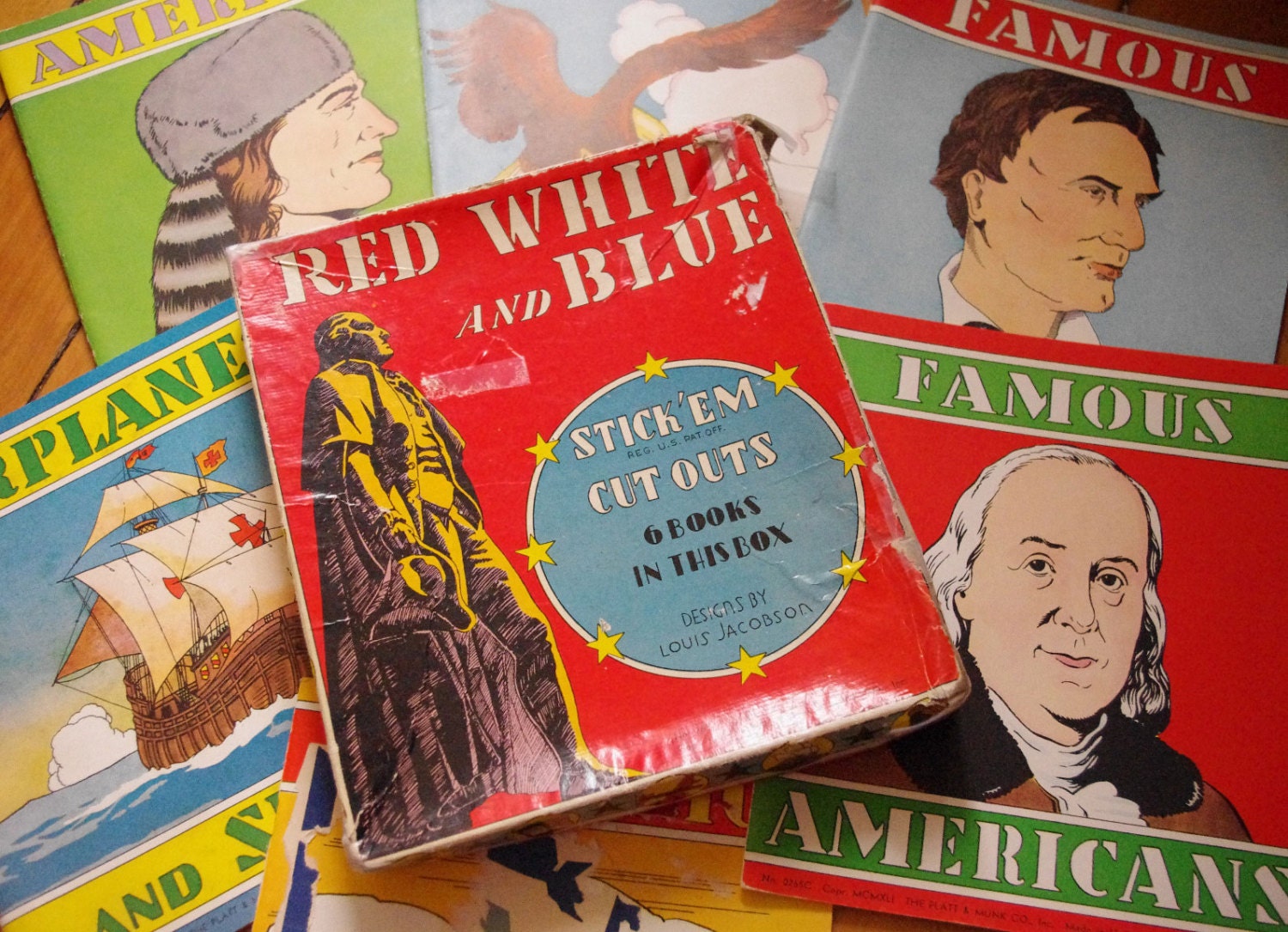 1941 Red White and Blue Stick 'Em Cut Outs - American History
