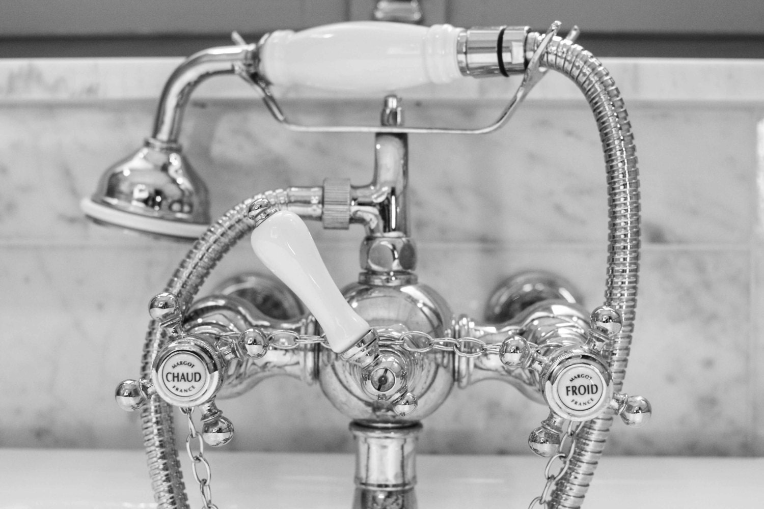 Paris Photography - French Bathroom Art - Paris Bath -  8x10 Fine Art Photograph - french home decor - black and white