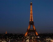 Paris Photography - Eiffel Tower at night - Paris, France - Architecture 8x10 Fine Art Print - Paris Home Decor