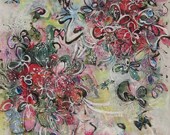 blossom Painting Abstract Art flower abstract painting contemporary spring flower art painting pink blue yellow art original modern art sj