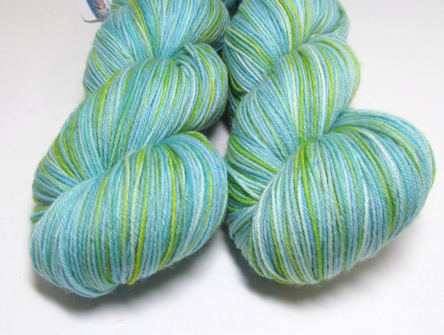 Sock Garden - Hand Dyed Yarn - Variegated in Light Blues and Greens