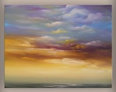 art ORIGINAL landscape painting seascape beach cloud painting ocean impressionist abstract painting abstract landscape 22 x 28
