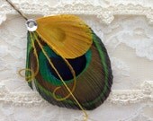 Peacock Bobby Pin, Feather Hair Accessories, Womens Hair Accessory, Rustic Hairpiece MADDIE, Feather Pin - gift under 15