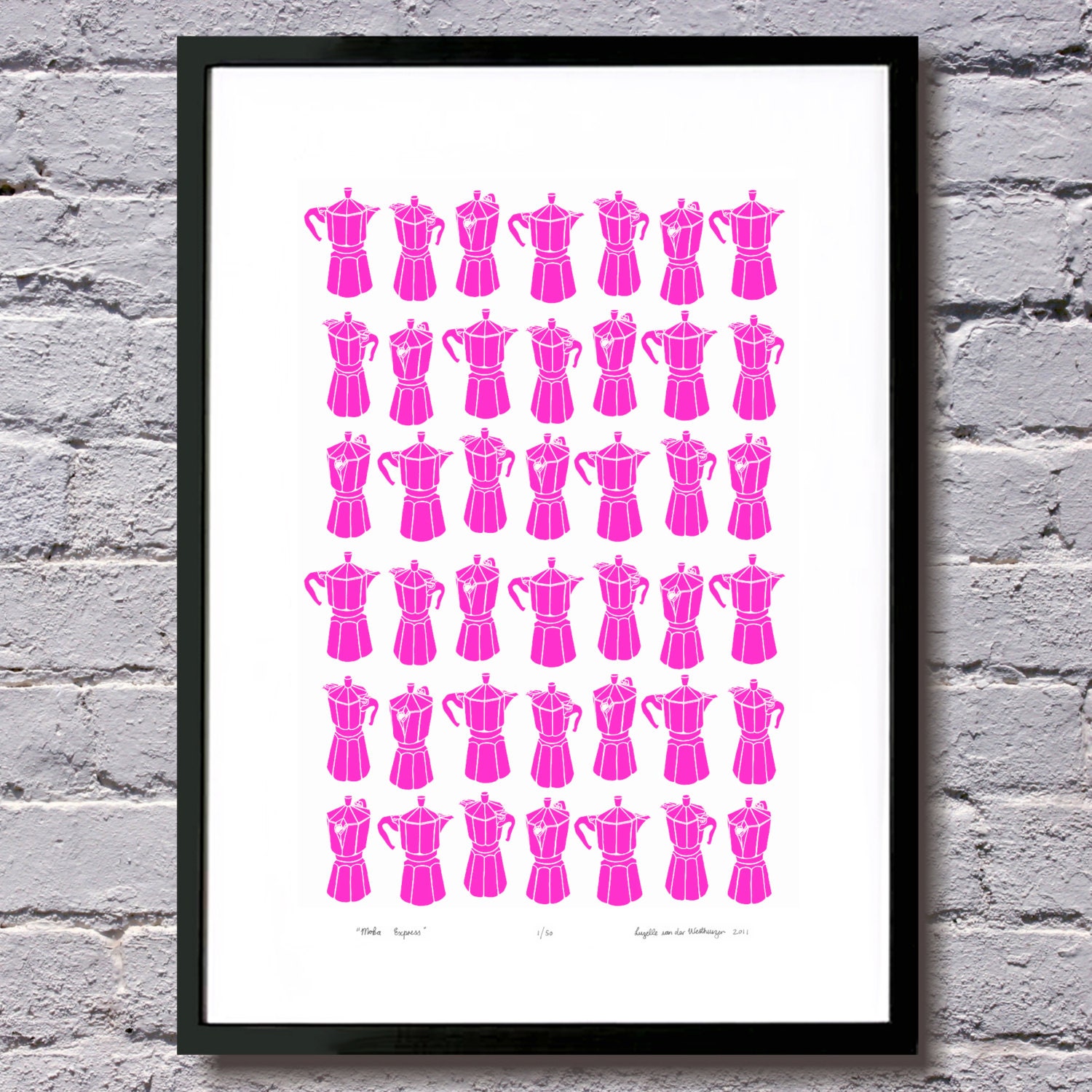 Neon Pink Moka Express silkscreen print JanuarySale