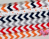 All Stars Fat Quarter Bundle : Riley Blake Chevron Boy Navy Red Orange Grey Cotton Quilt Fabric