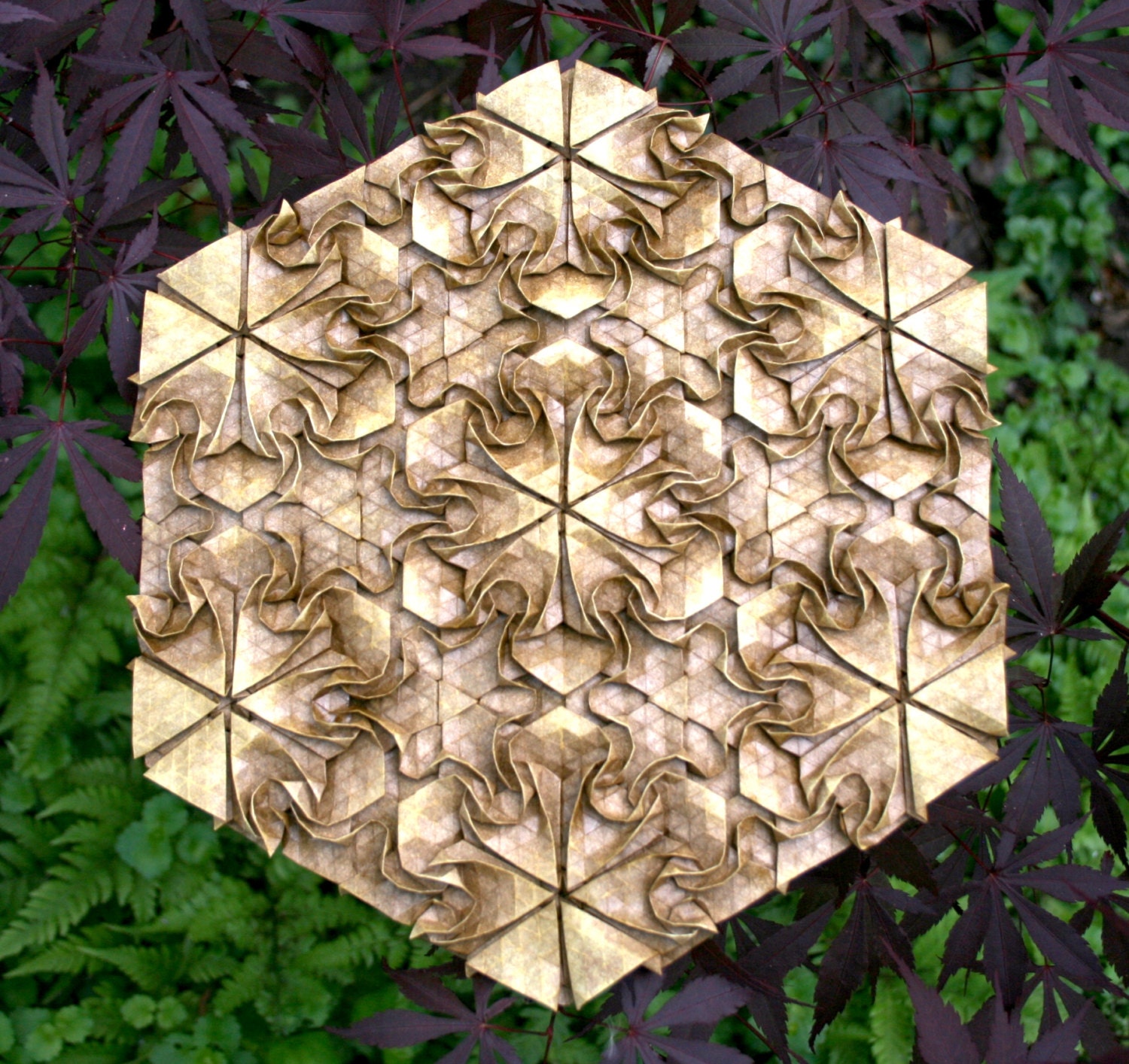 Art Nouveau - complex, organic ornamental origami sculpture