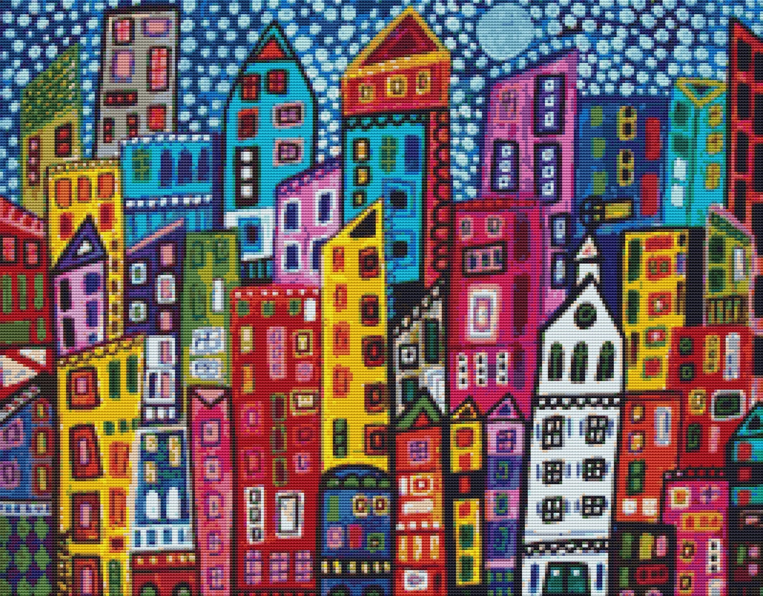 Modern Cross Stitch Kit 'Manhatten NY Abstract City' By Heather Galler - Counted CrossStitch