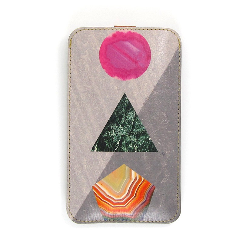 Leather iPhone  / new iTouch Case - Minimal Geometry
