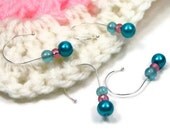 Removable Stitch Markers Set, Snag Free, Beaded, Teal Pearl, Pink, Aqua, Crochet, Knitting, TJBdesigns