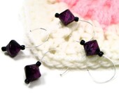 Removable Stitch Markers Set, Crochet, Snag Free, Beaded, Purple, Black,  DIY Crafts, Gift, TJBdesigns
