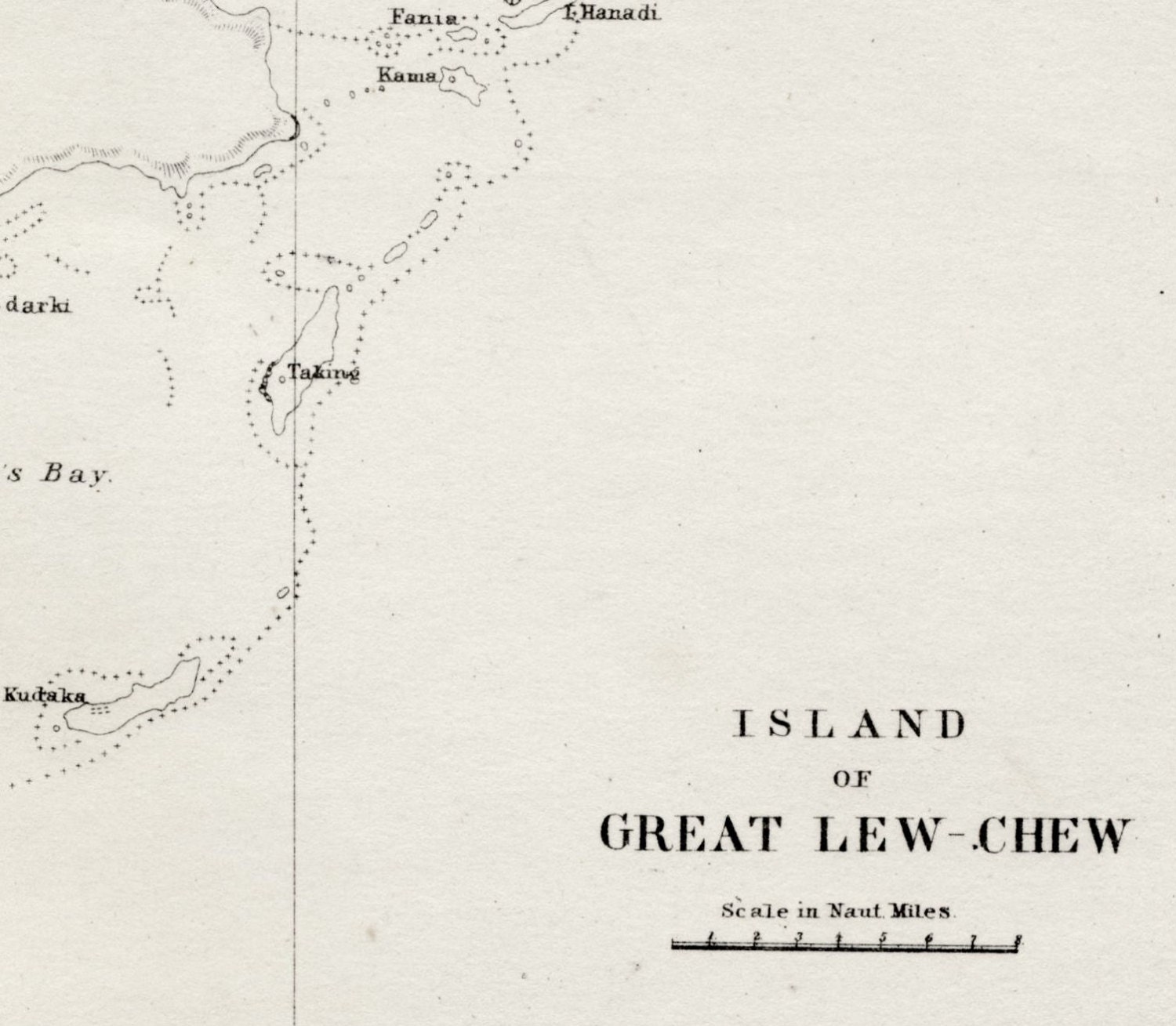 1856 Antique Map of the Island of Okinawa (Great Lew Chew). From the Perry Expedition