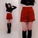 Vintage High Waisted Shorts Bloomers xs/s - pleated bloomers, cuffed shorts, high waist, RED Wool, trouser shorts  - FREE Worldwide Shipping