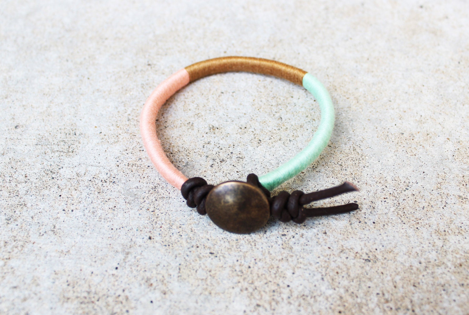 Friendship Bracelet - Peach Mint Gold - Nuna Style Friendship Bracelet