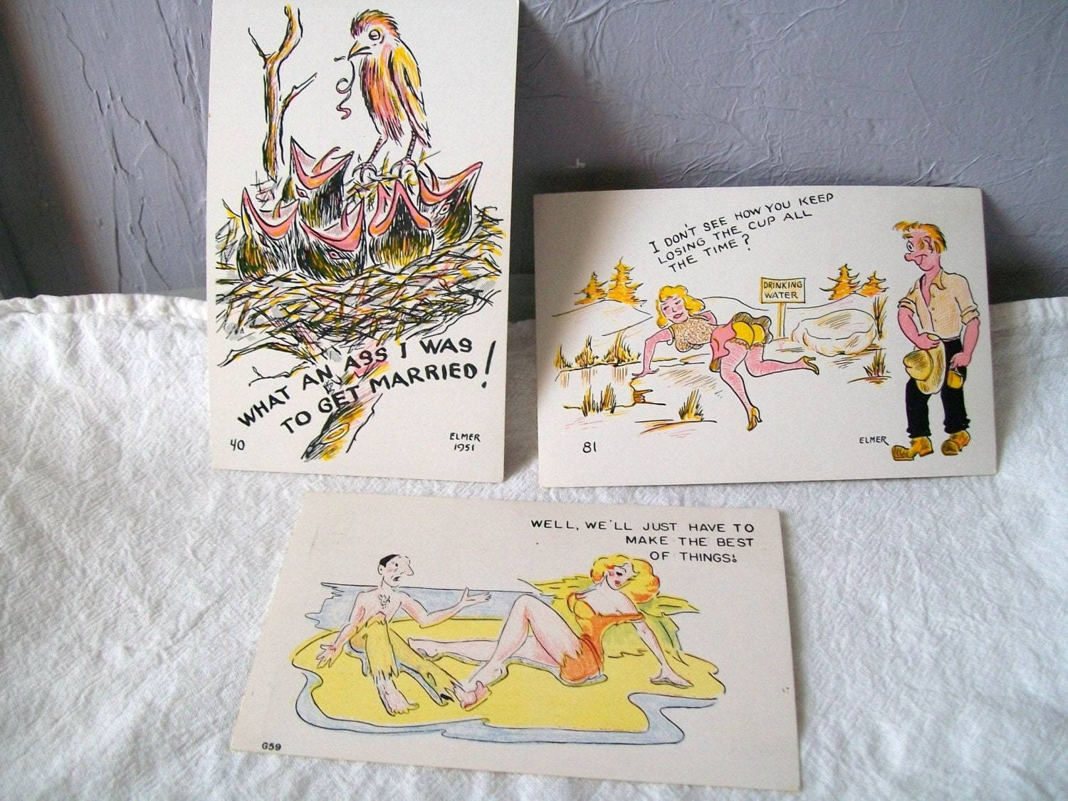Vintage Postcards, Humorous Postcards, Unused Postcards, 1950