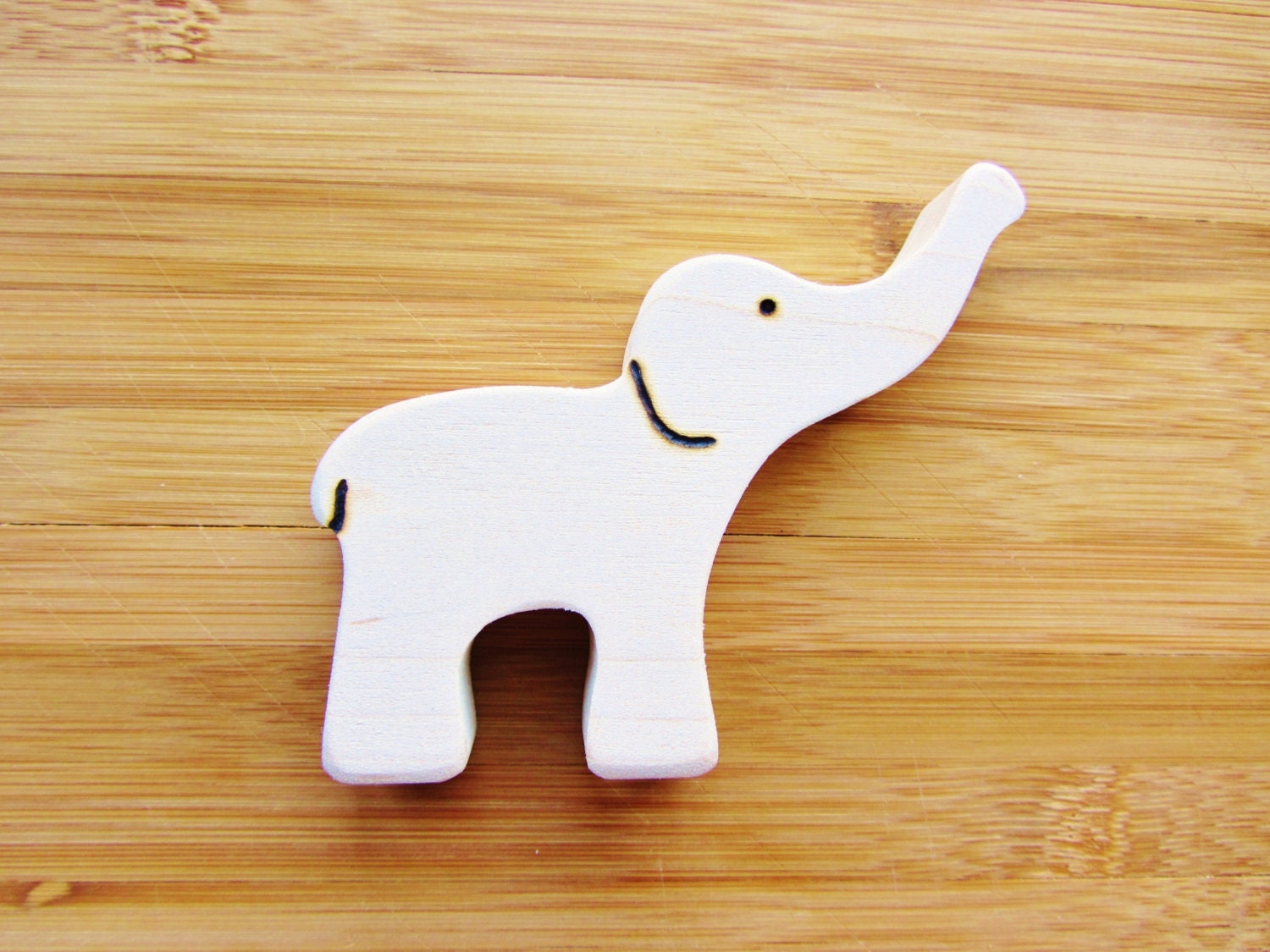 Wooden Elephant Teether- Natural Waldorf Teething Toy